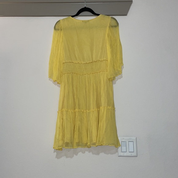 Love Sam Sayo Yellow Chiffon Mini Dress SZ L EUC - Picture 6 of 9